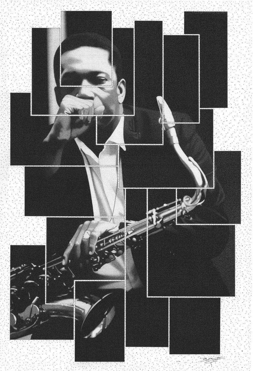 Saxophone player collage