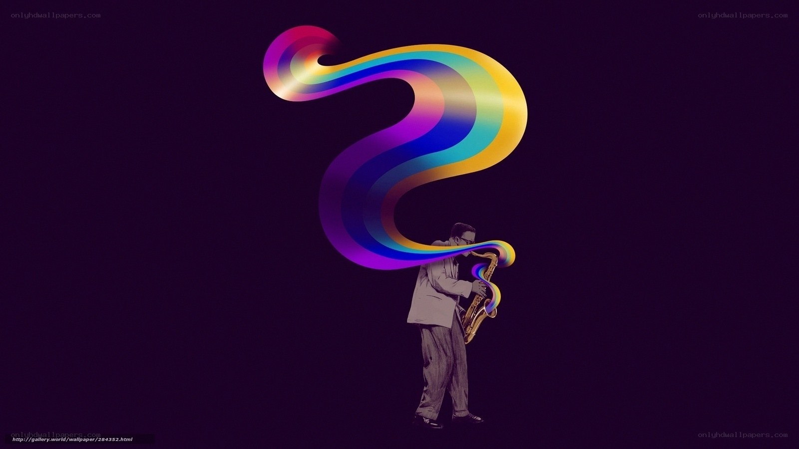 Saxophone player with colorful swirl