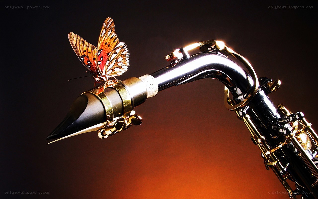 saxophone with butterfly