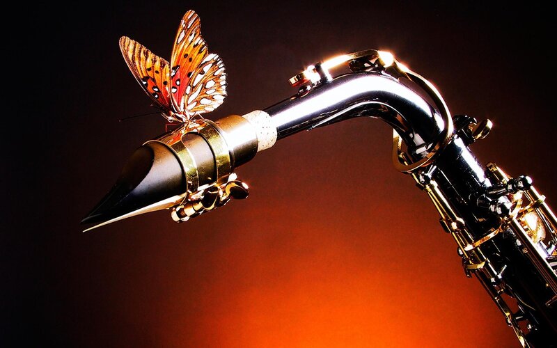 saxophone with butterfly