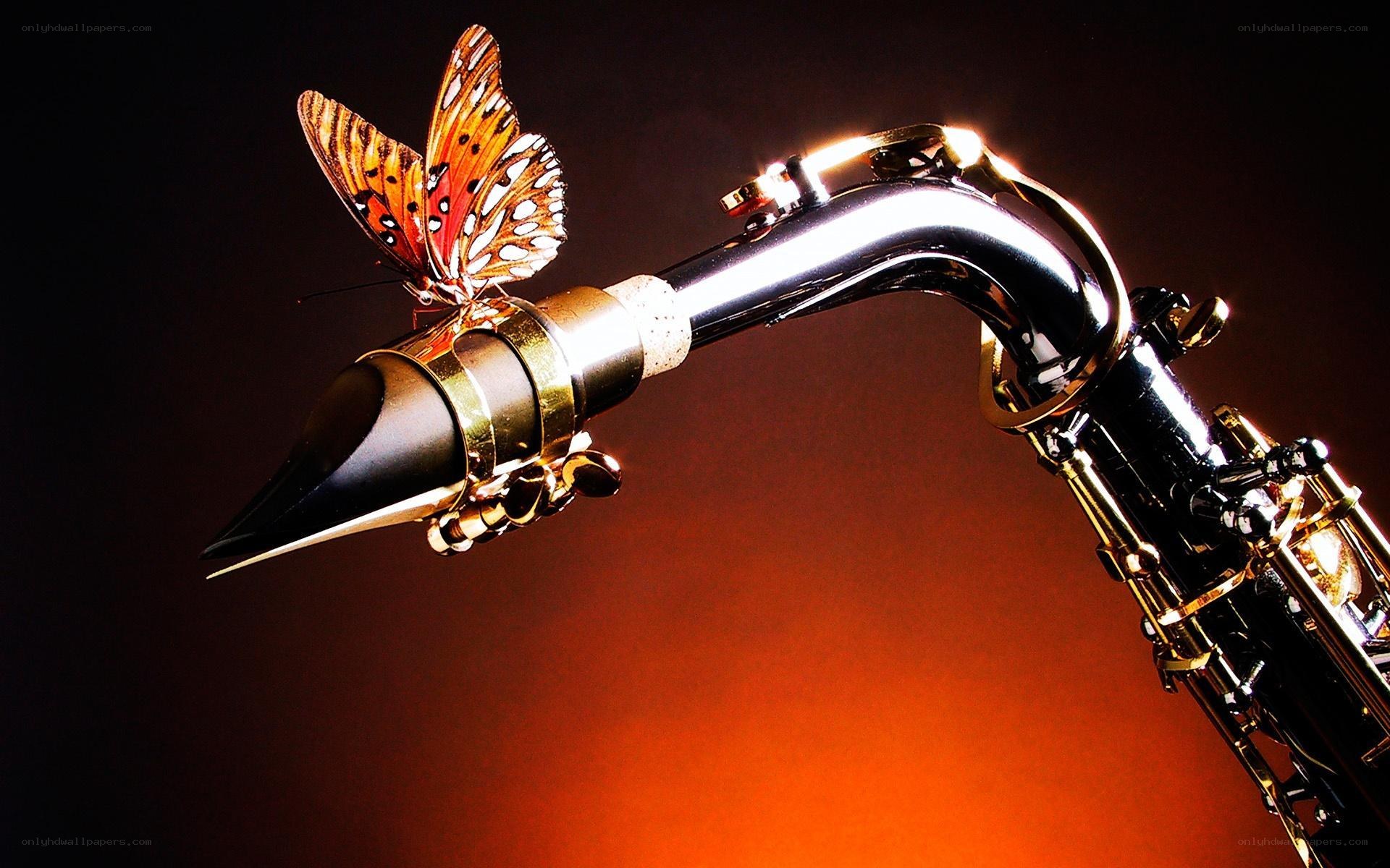 saxophone with butterfly