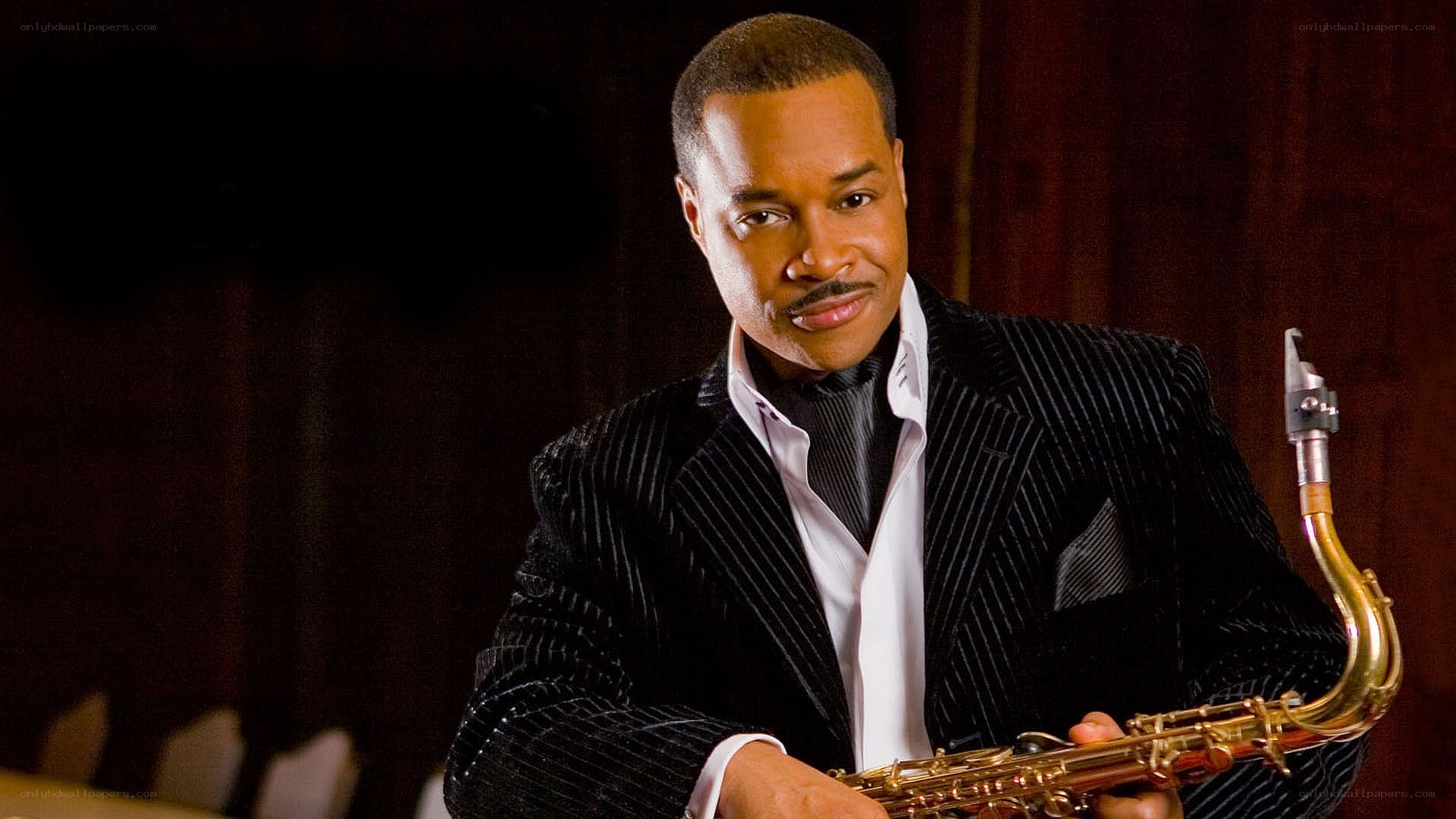 Saxophonist in pinstripe suit