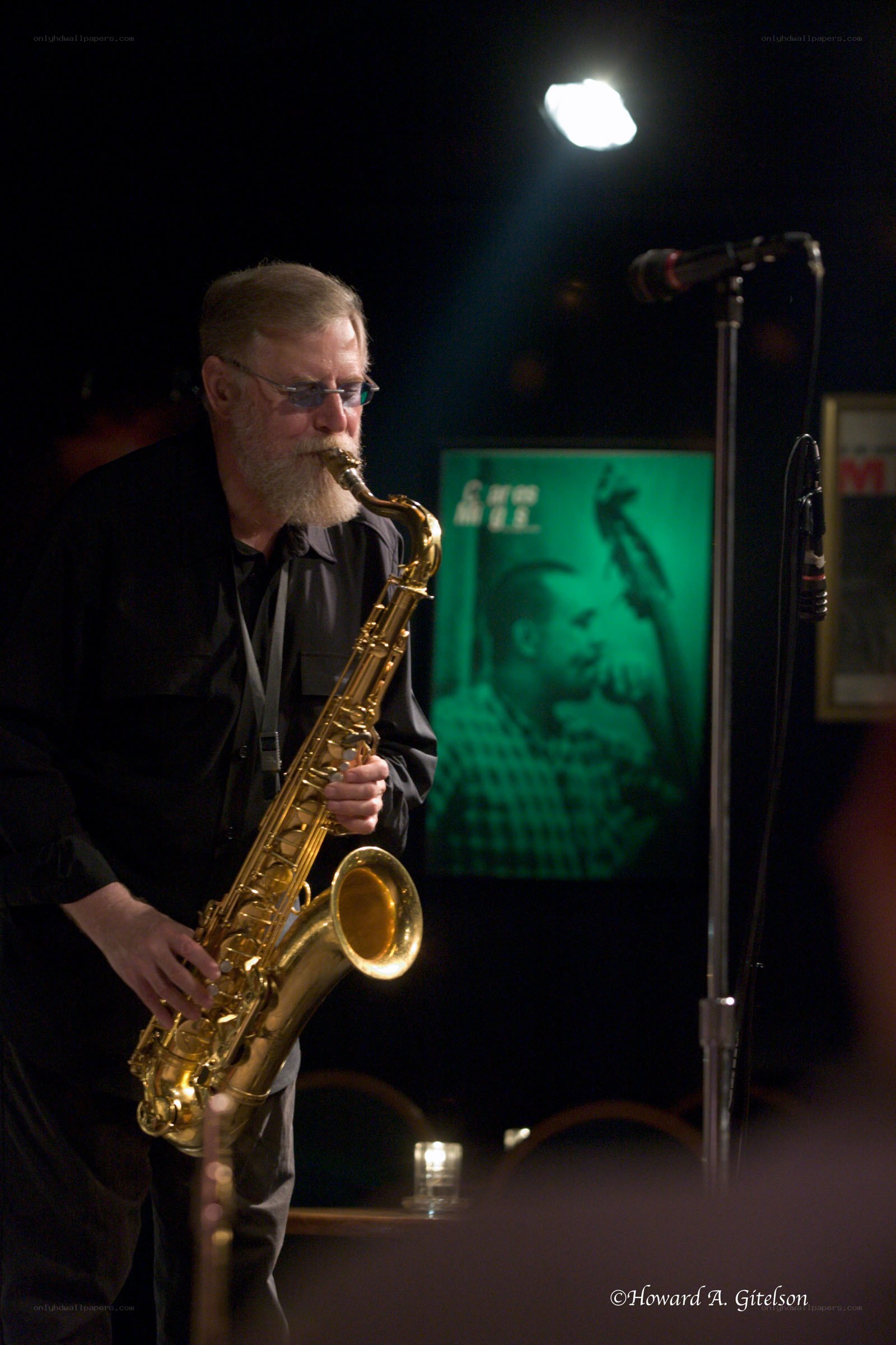 Saxophonist performing on stage