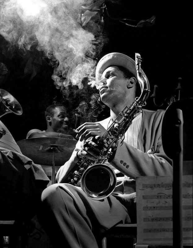Saxophonist playing in a jazz club