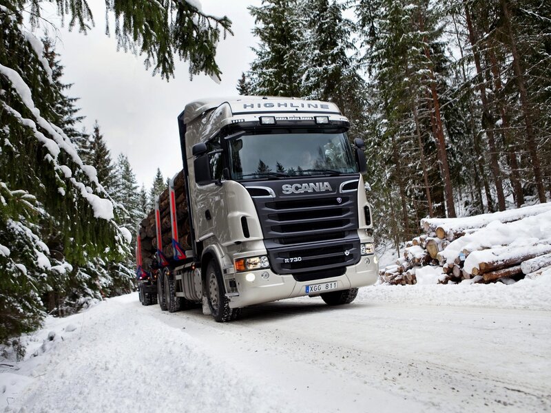 Scania truck in snowy forest