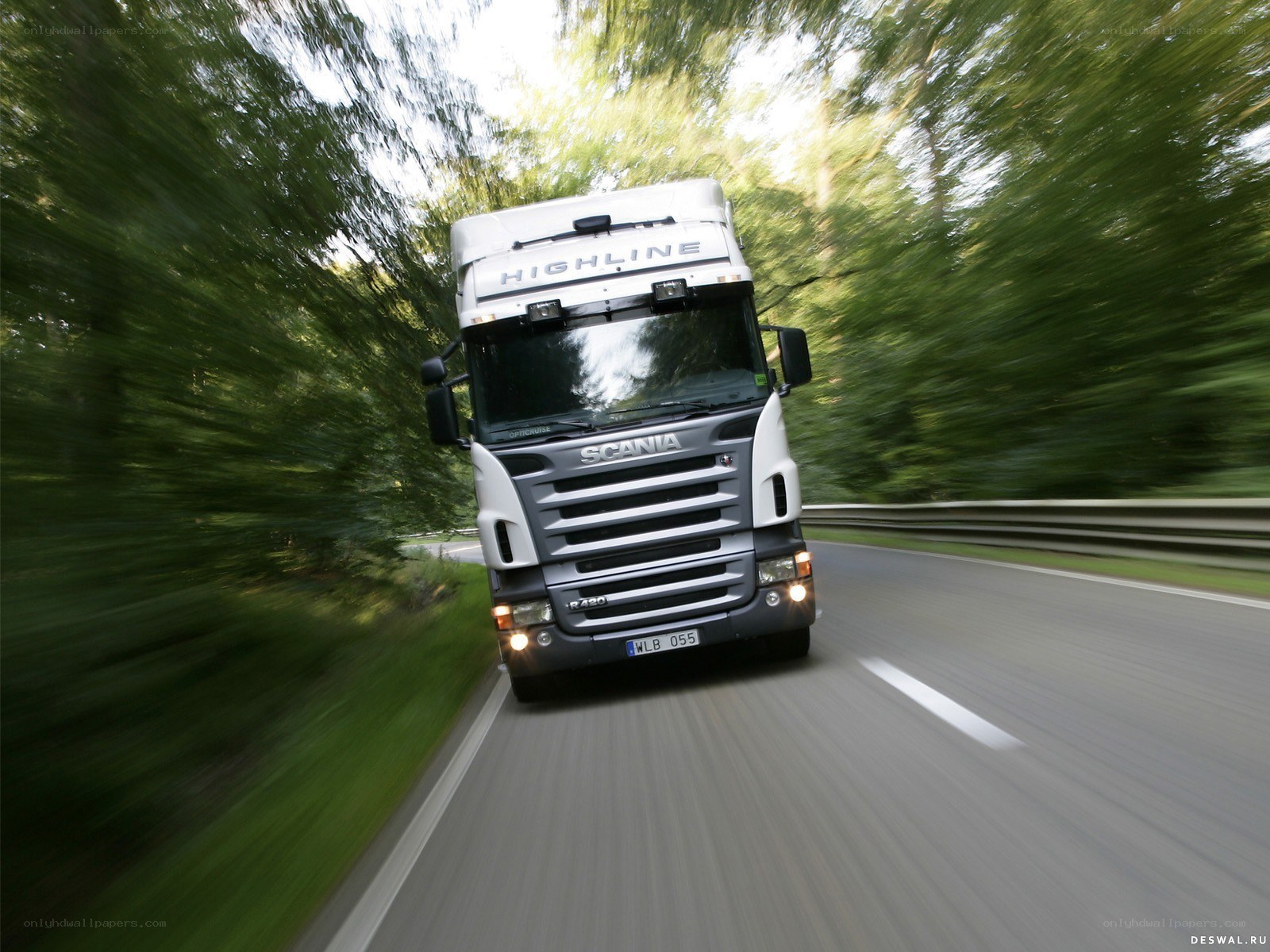 Scania truck on a forest road