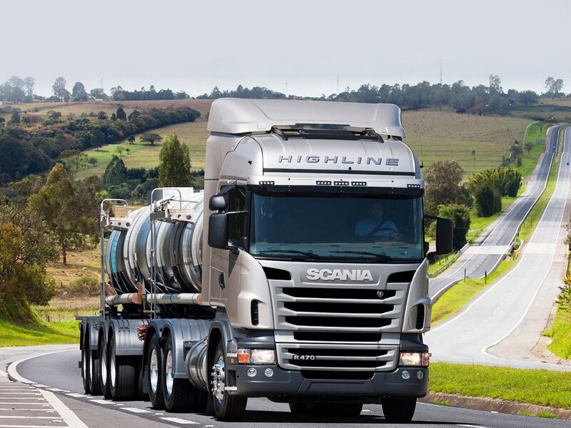 Scania truck on a winding road