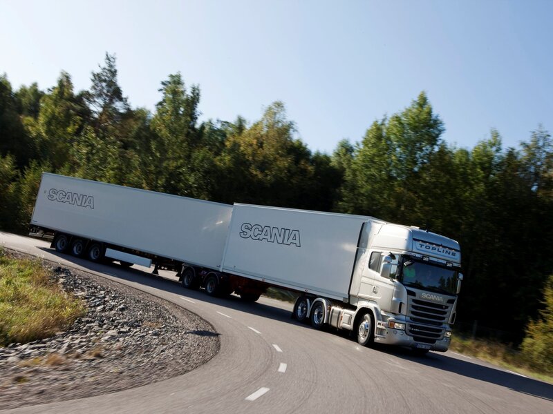 Scania truck on a winding road