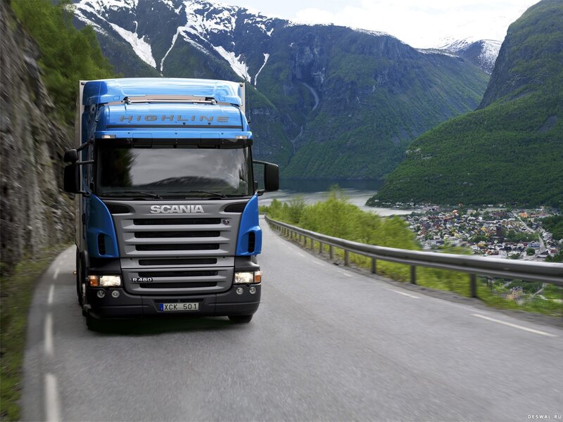 Scania truck on mountain road