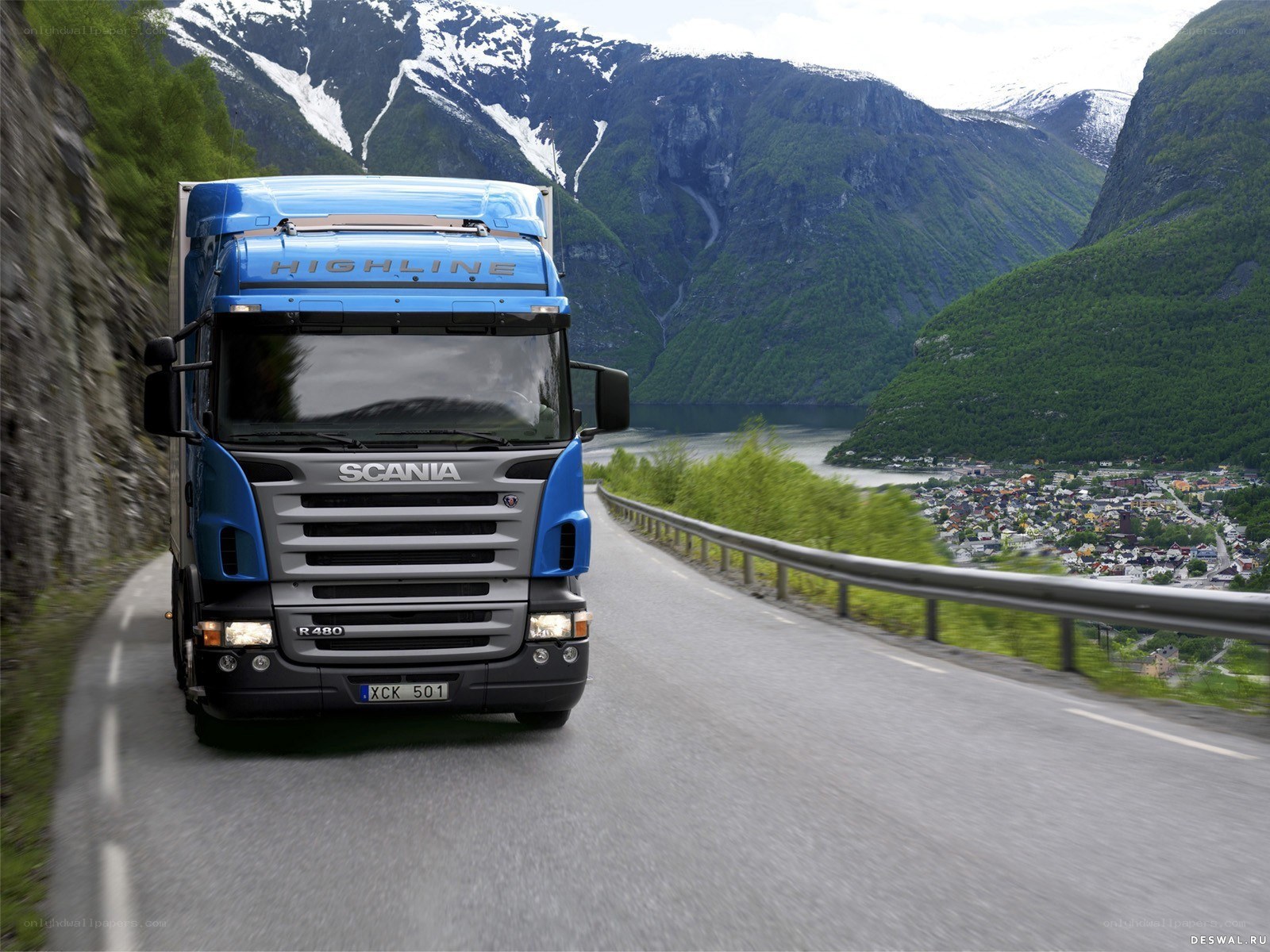 Scania truck on mountain road