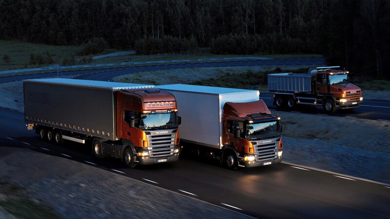 Scania trucks on a highway