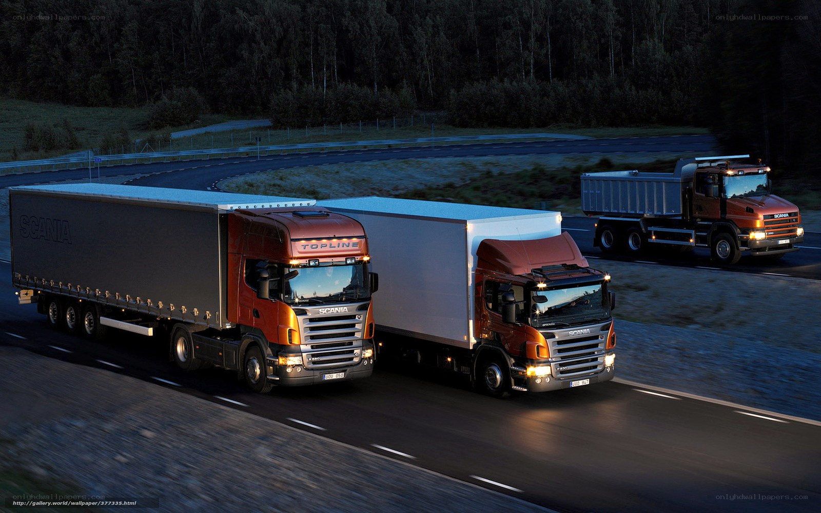 Scania trucks on a highway