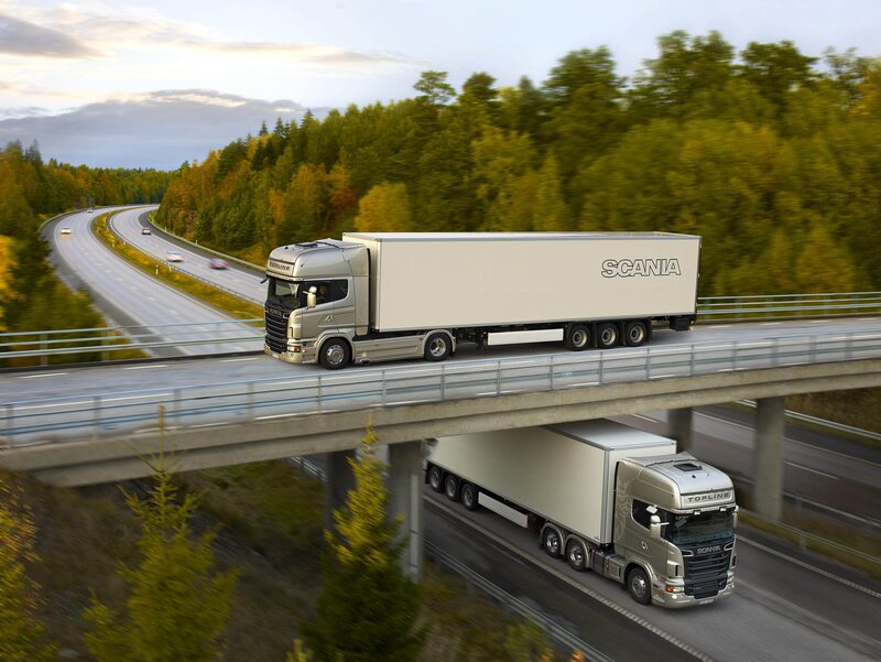 Scania Trucks on Highway — Silver, Dynamic