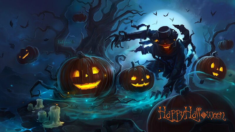 Scarecrow Among Pumpkins