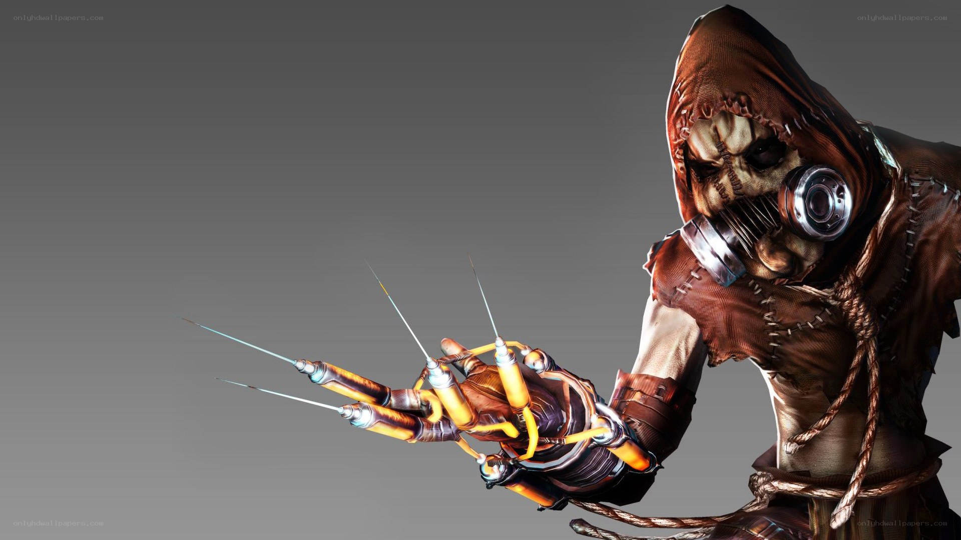 scarecrow character with syringe claws