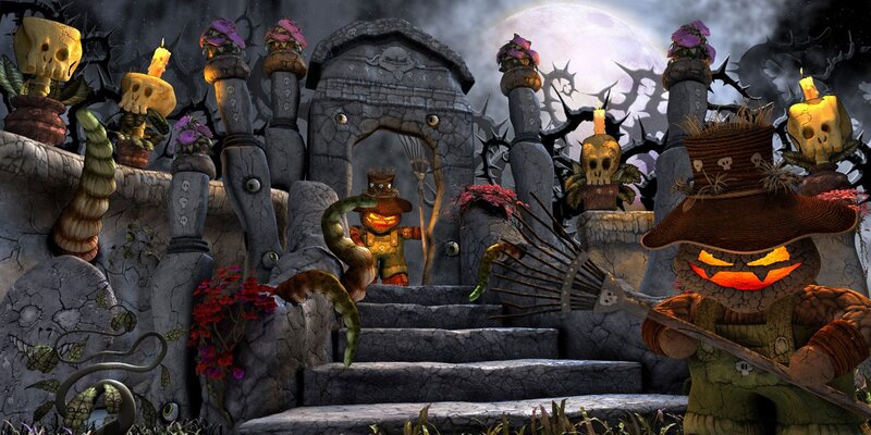 Scarecrow Characters in Graveyard