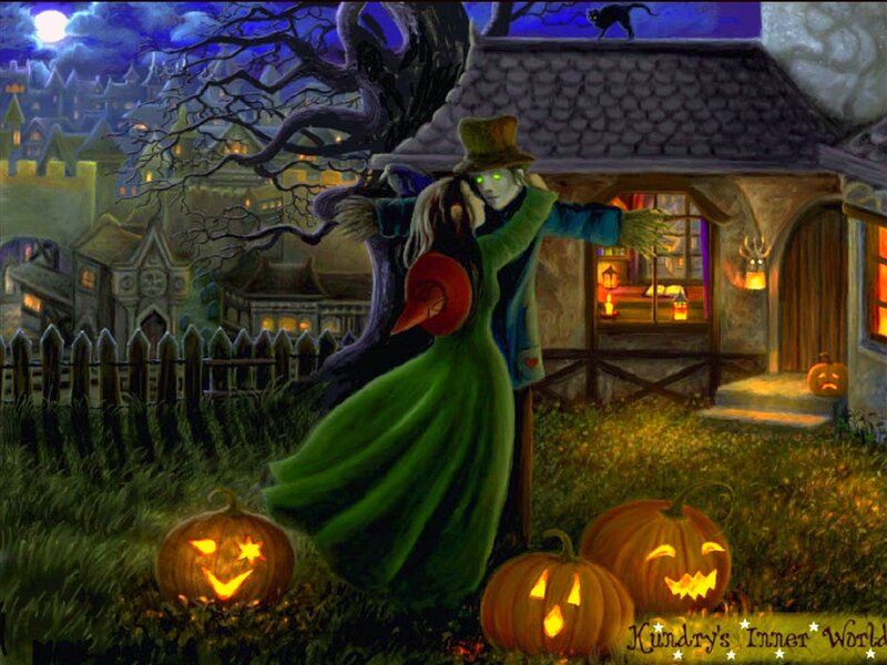 Scarecrow Couple in Garden