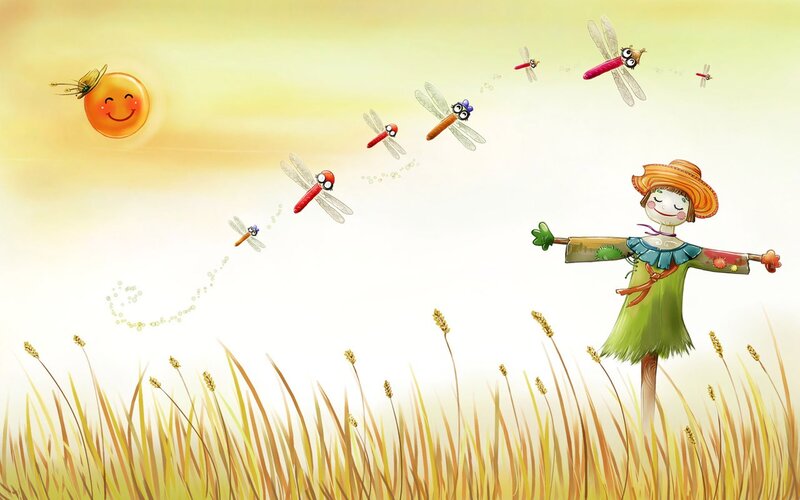 Scarecrow in a sunny field