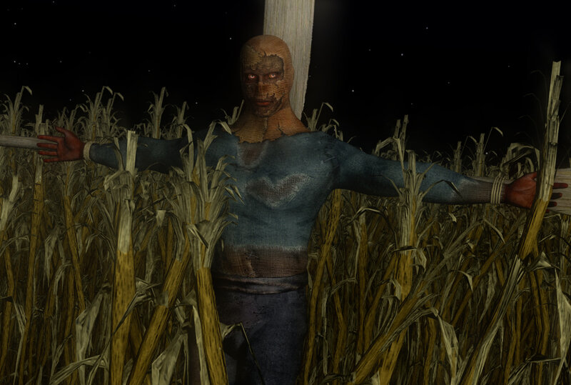 scarecrow in cornfield