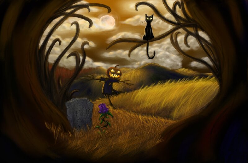 Scarecrow in Field — Brown