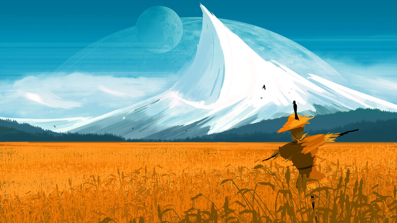 Scarecrow in Field — Orange