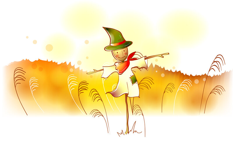 Scarecrow in Field — Yellow