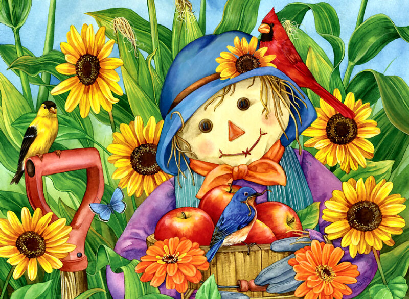 Scarecrow in Garden — Blue