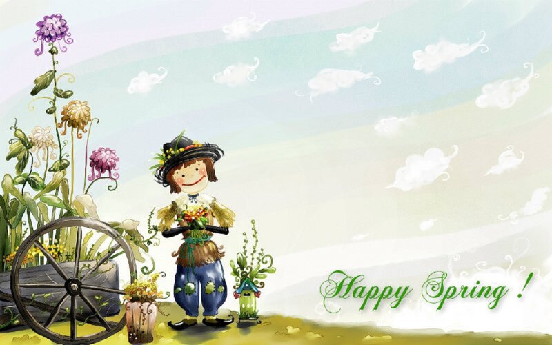Scarecrow in Garden — Green, Cheerful
