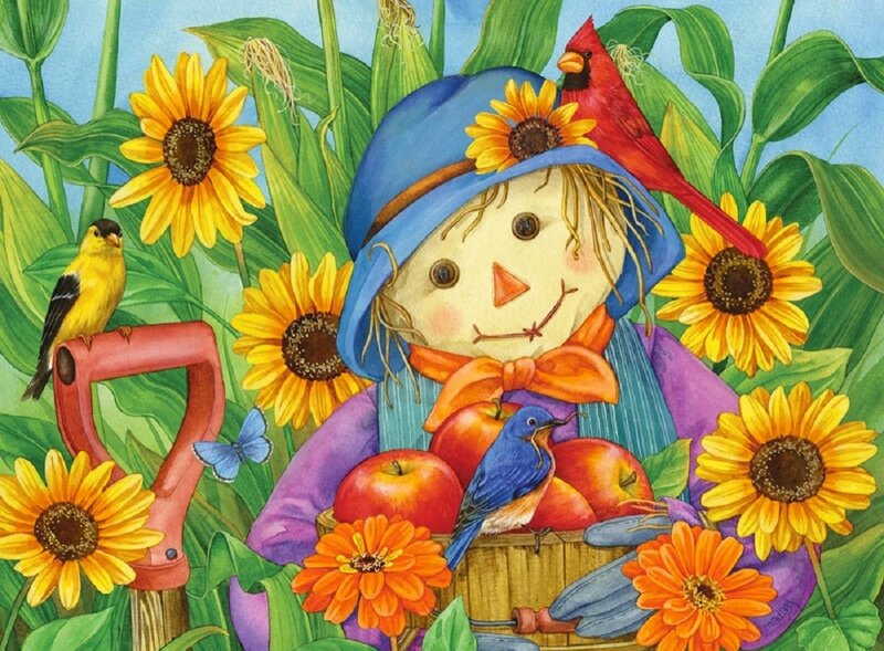 Scarecrow in Garden — Yellow