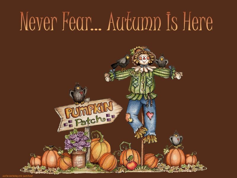 Scarecrow in Pumpkin Patch — Brown