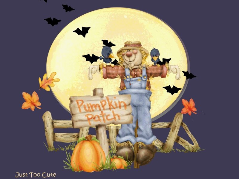 Scarecrow in Pumpkin Patch — Purple