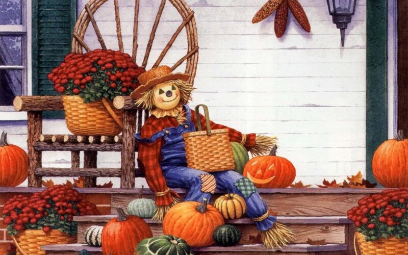 Scarecrow on Porch — Orange