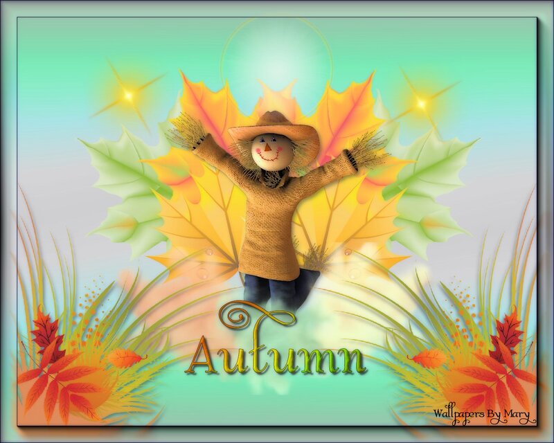 Scarecrow with Autumn Leaves