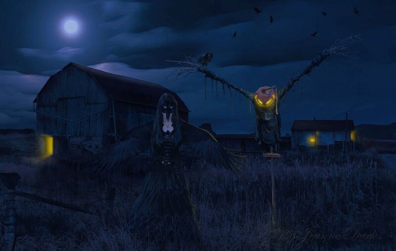 Scarecrow with Glowing Eyes