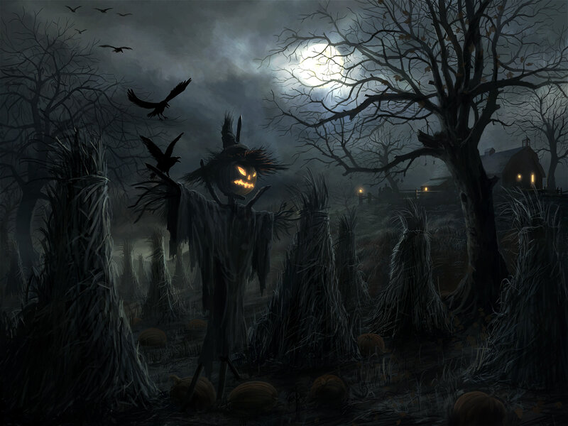 Scarecrow with Glowing Face