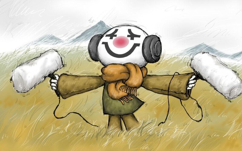 scarecrow with headphones