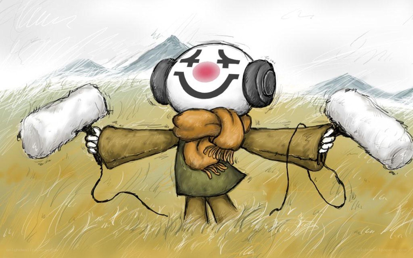 scarecrow with headphones