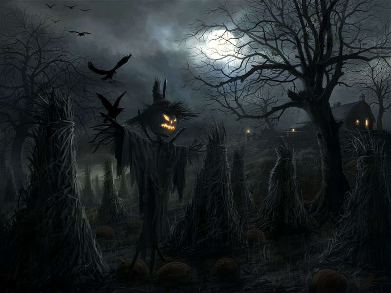 Scarecrow with Pumpkin Face — Black
