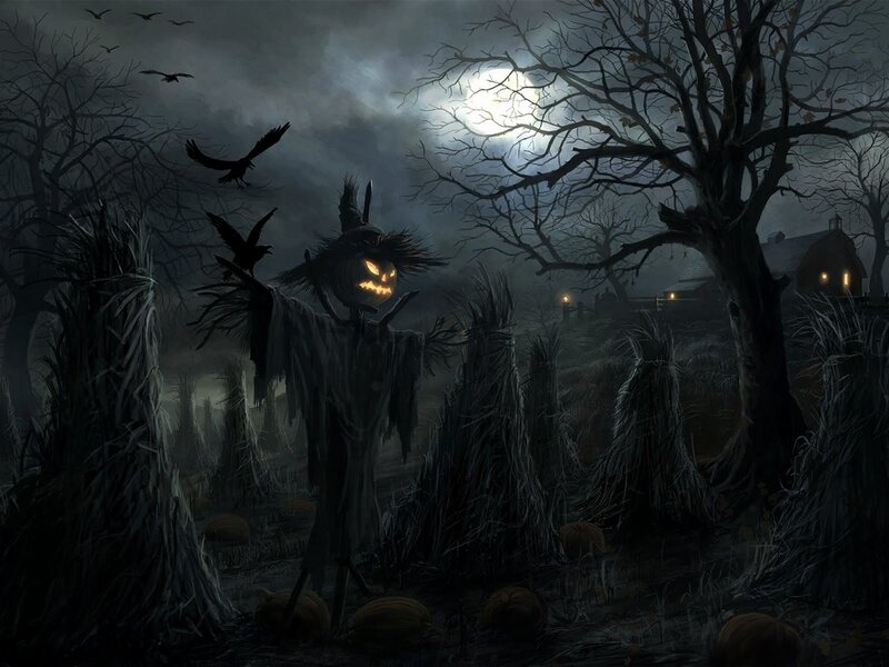 Scarecrow with Pumpkin Head — Black