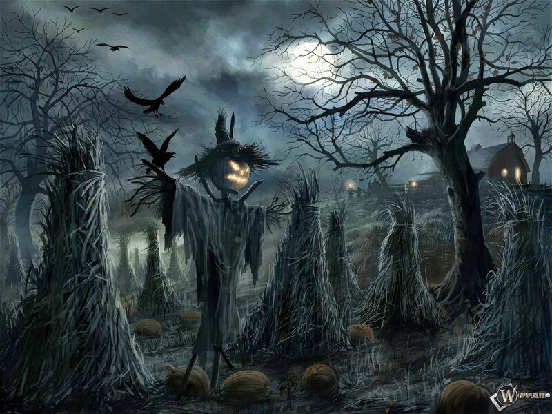 Scarecrow with Pumpkin Head — Gray