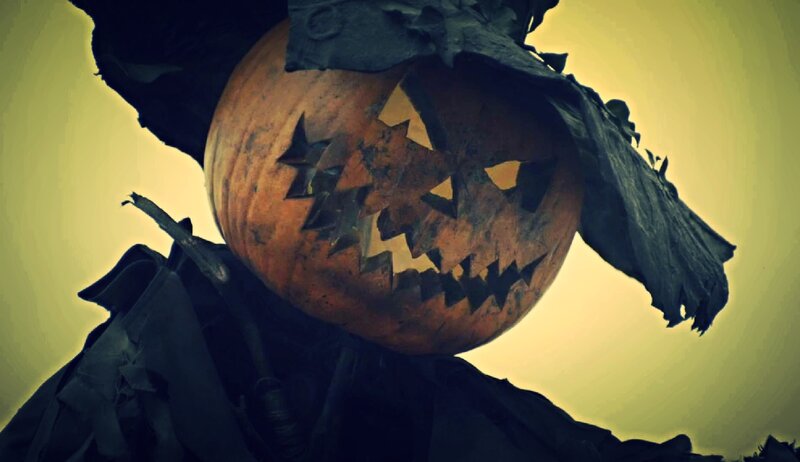 Scarecrow with Pumpkin Head — Orange, Creepy