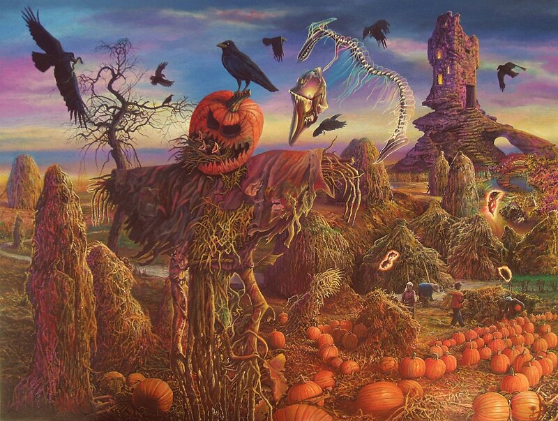 Scarecrow with Pumpkin Head — Orange, Dramatic
