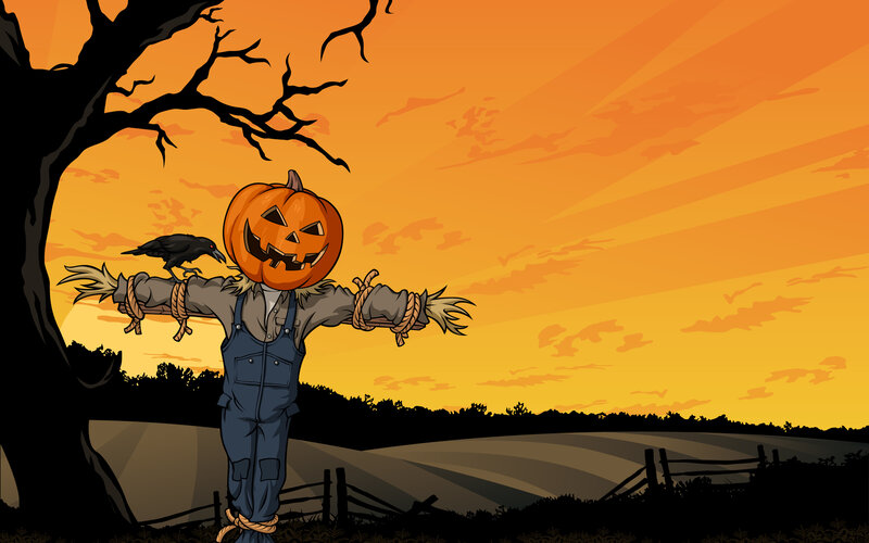 Scarecrow with Pumpkin Head — Orange