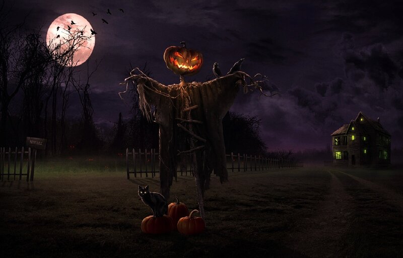 Scarecrow with Pumpkin Head — Purple