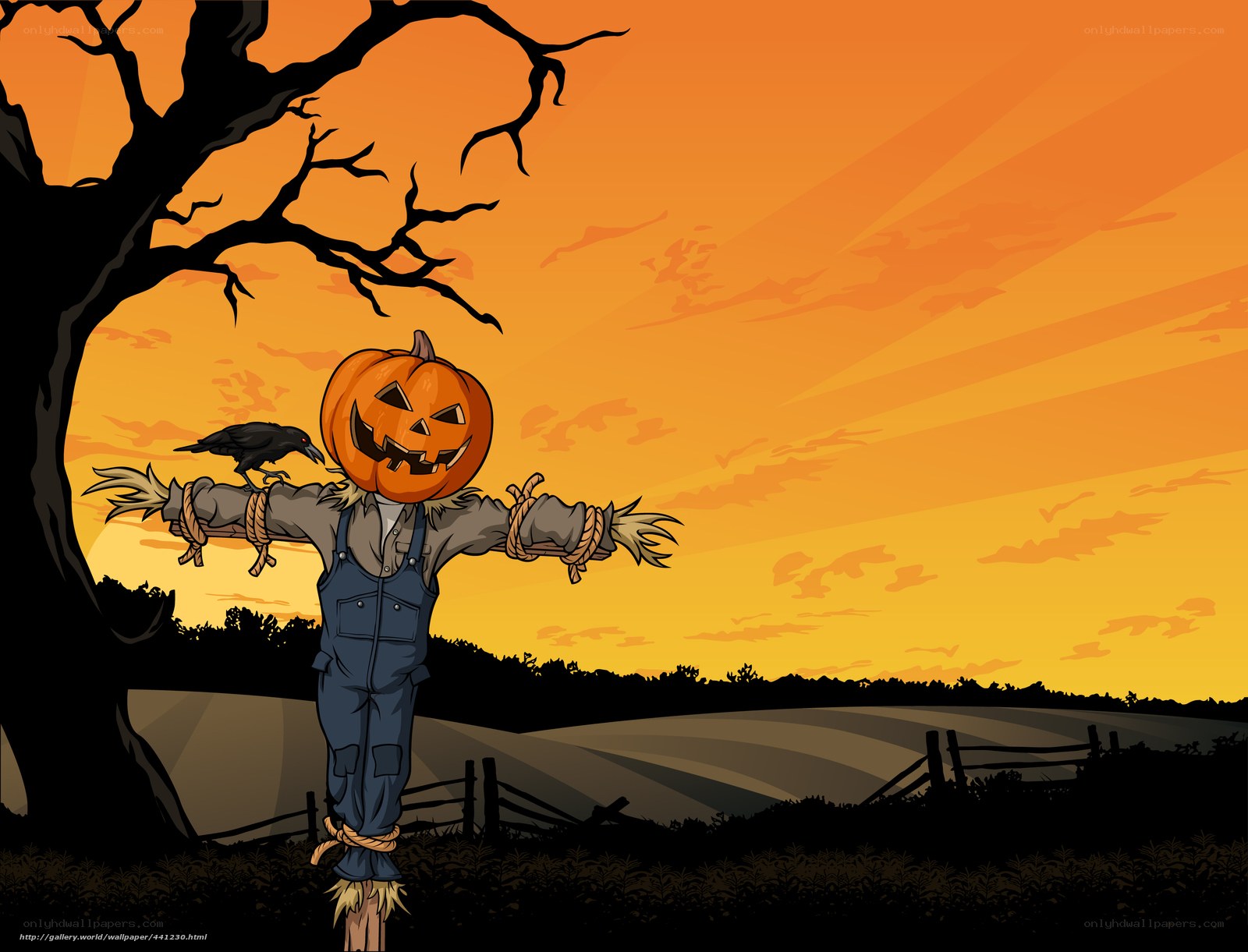 Scarecrow with pumpkin head