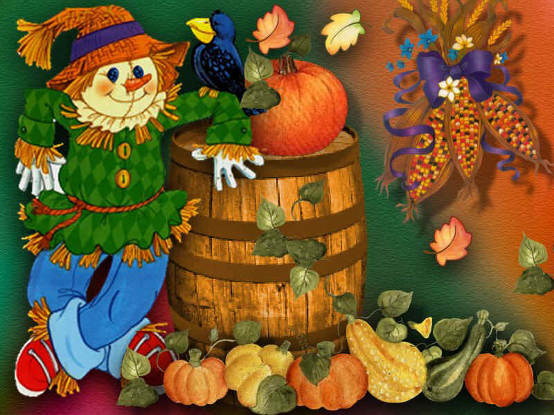 Scarecrow with Pumpkins — Green