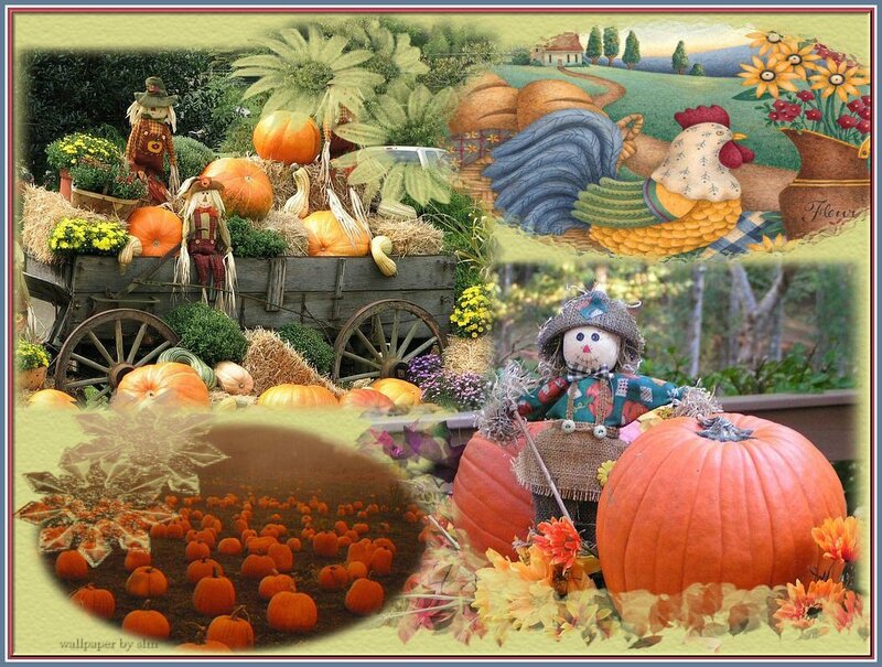 Scarecrow with Pumpkins — Orange, Festive, Autumn