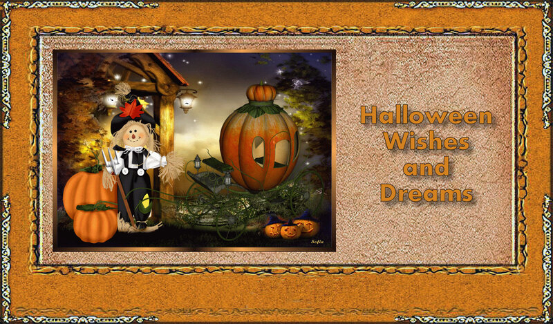 Scarecrow with Pumpkins — Orange, Festive, Night