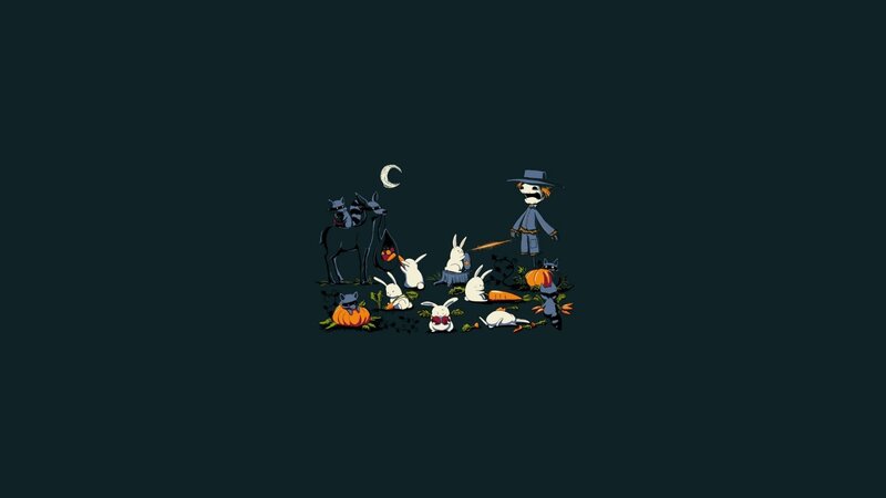 Scarecrow with Rabbits — Black