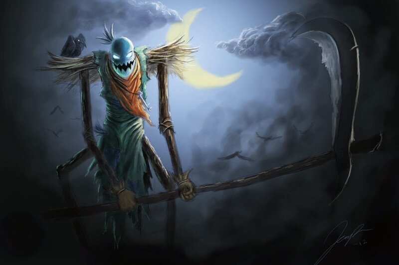 Scarecrow with Scythe — Blue, Dark